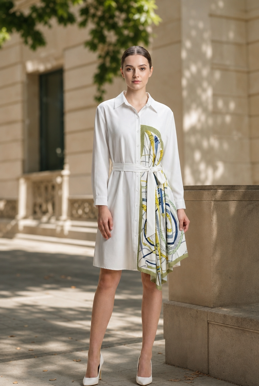 Scarf Print Shirt Dress