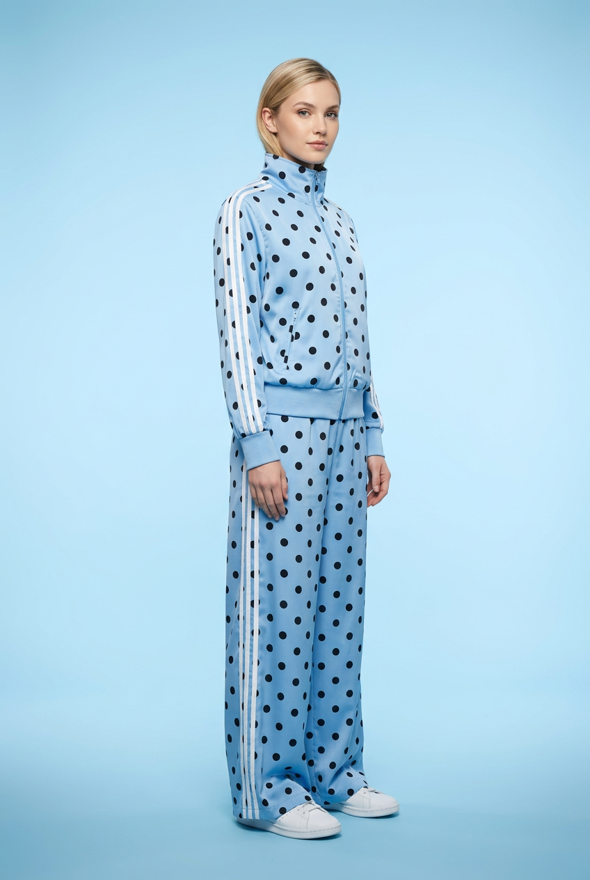Polka Dot Wide-Leg Tracksuit Set
