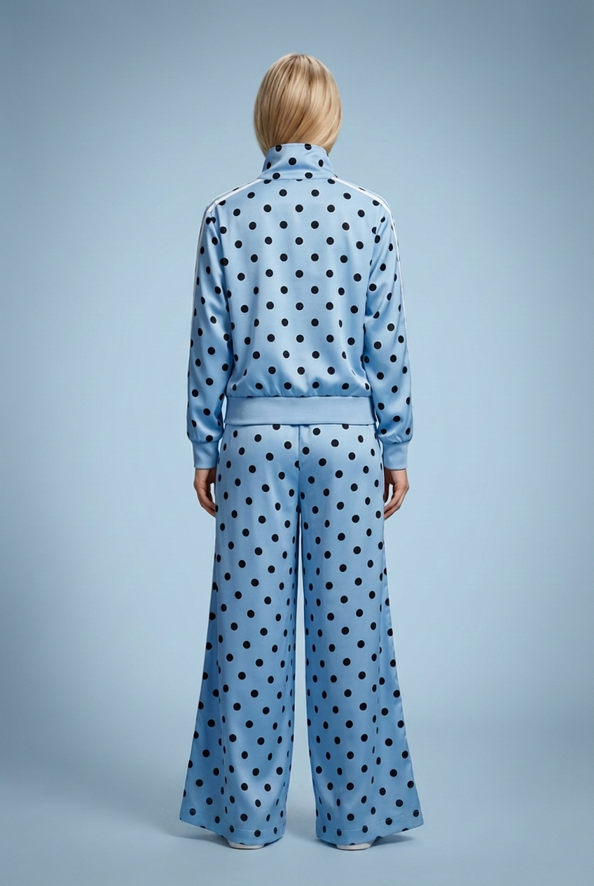 Polka Dot Wide-Leg Tracksuit Set