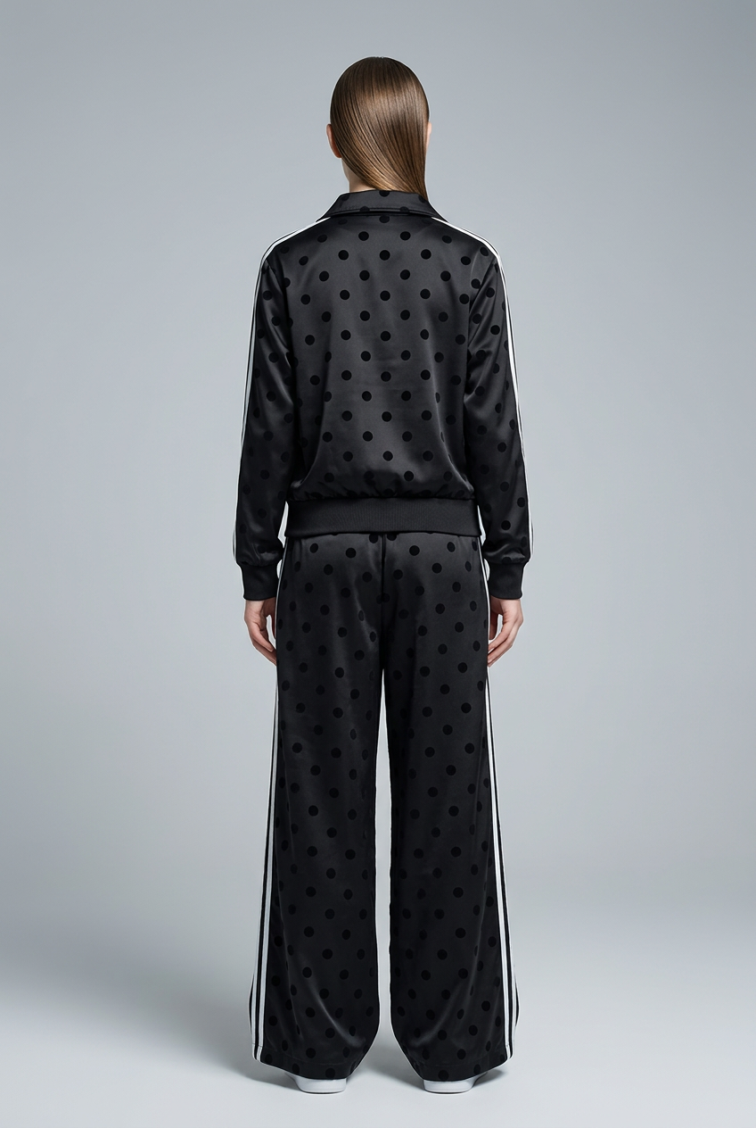 Polka Dot Wide-Leg Tracksuit Set