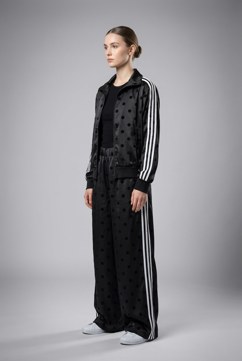 Polka Dot Wide-Leg Tracksuit Set