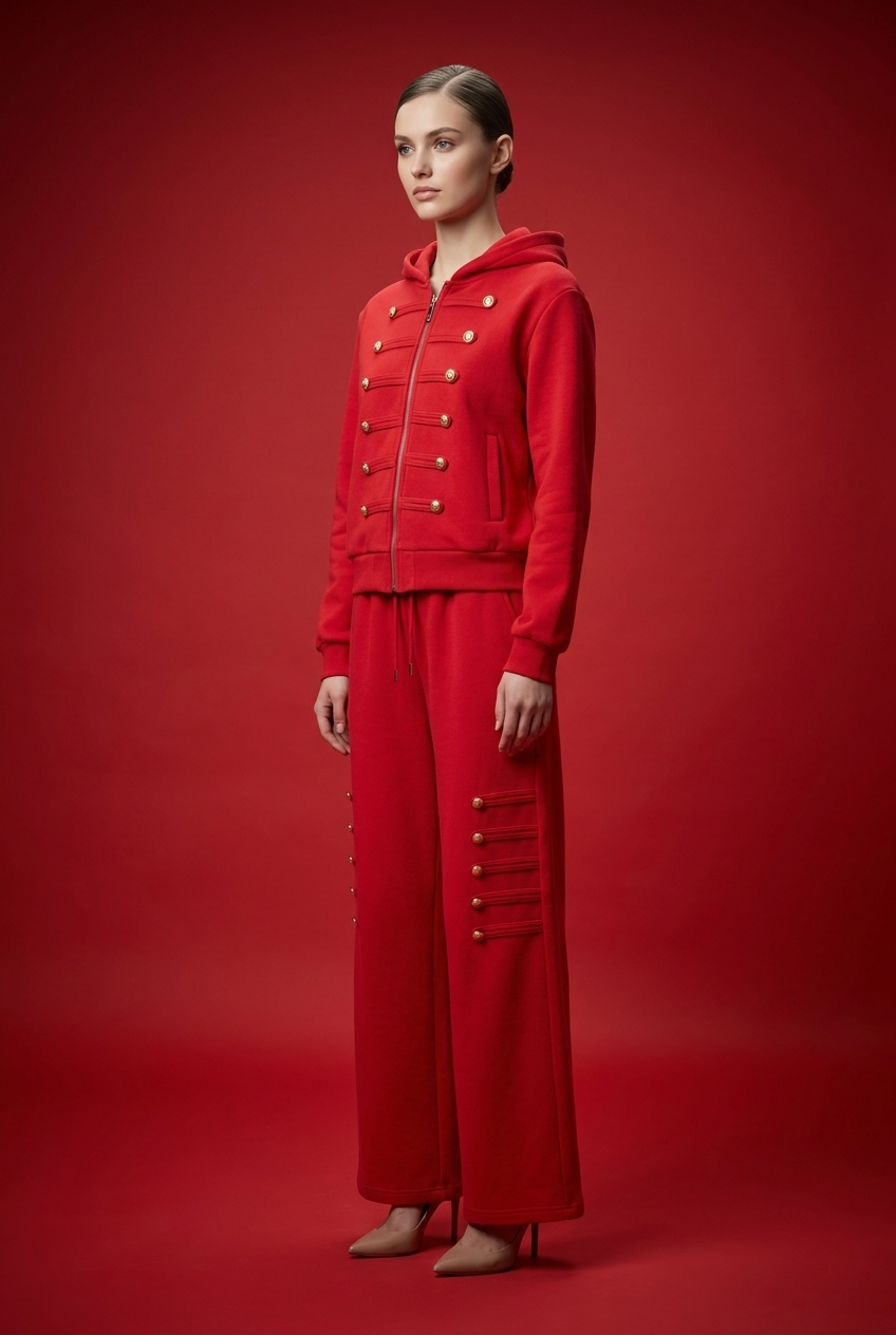 Military Detail Hooded Lounge Set