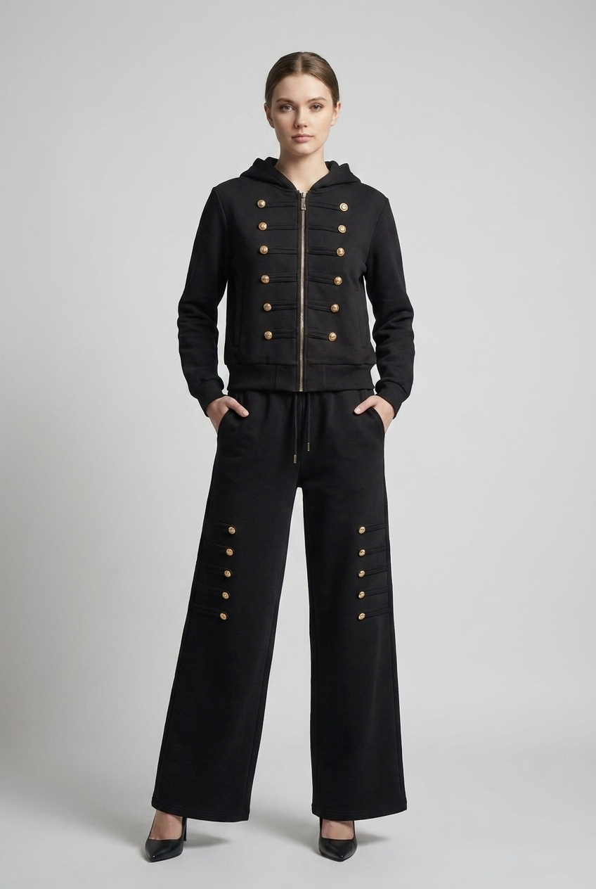 Military Detail Hooded Lounge Set