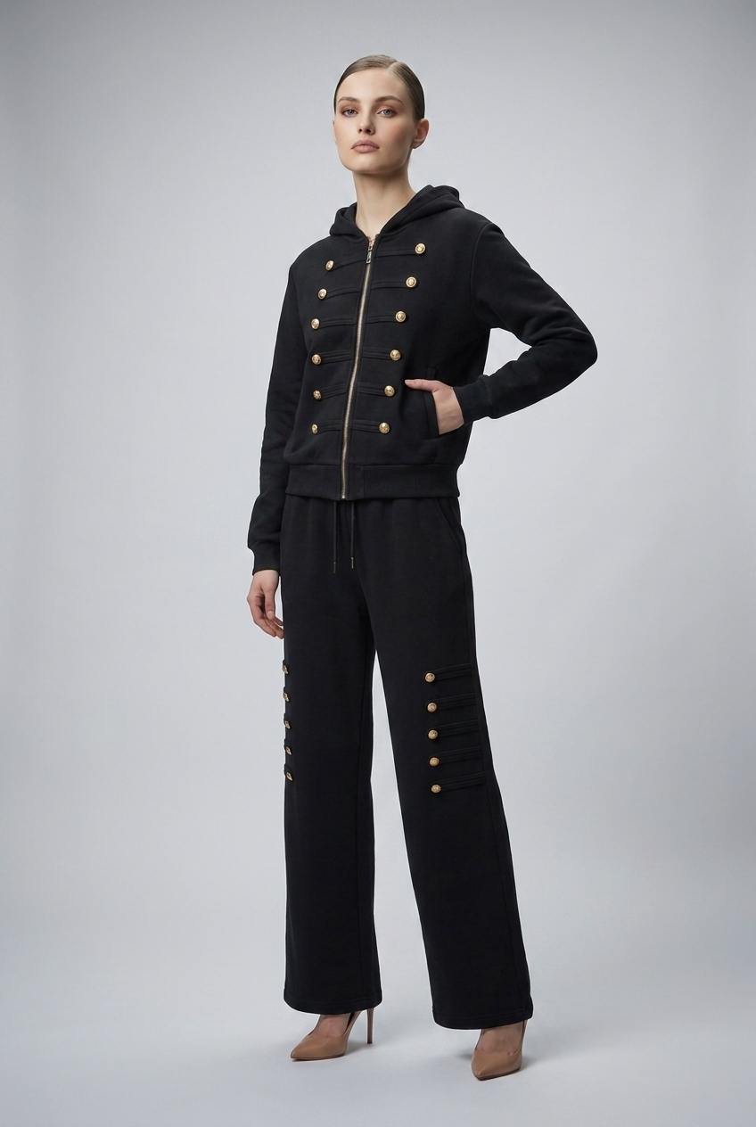 Military Detail Hooded Lounge Set