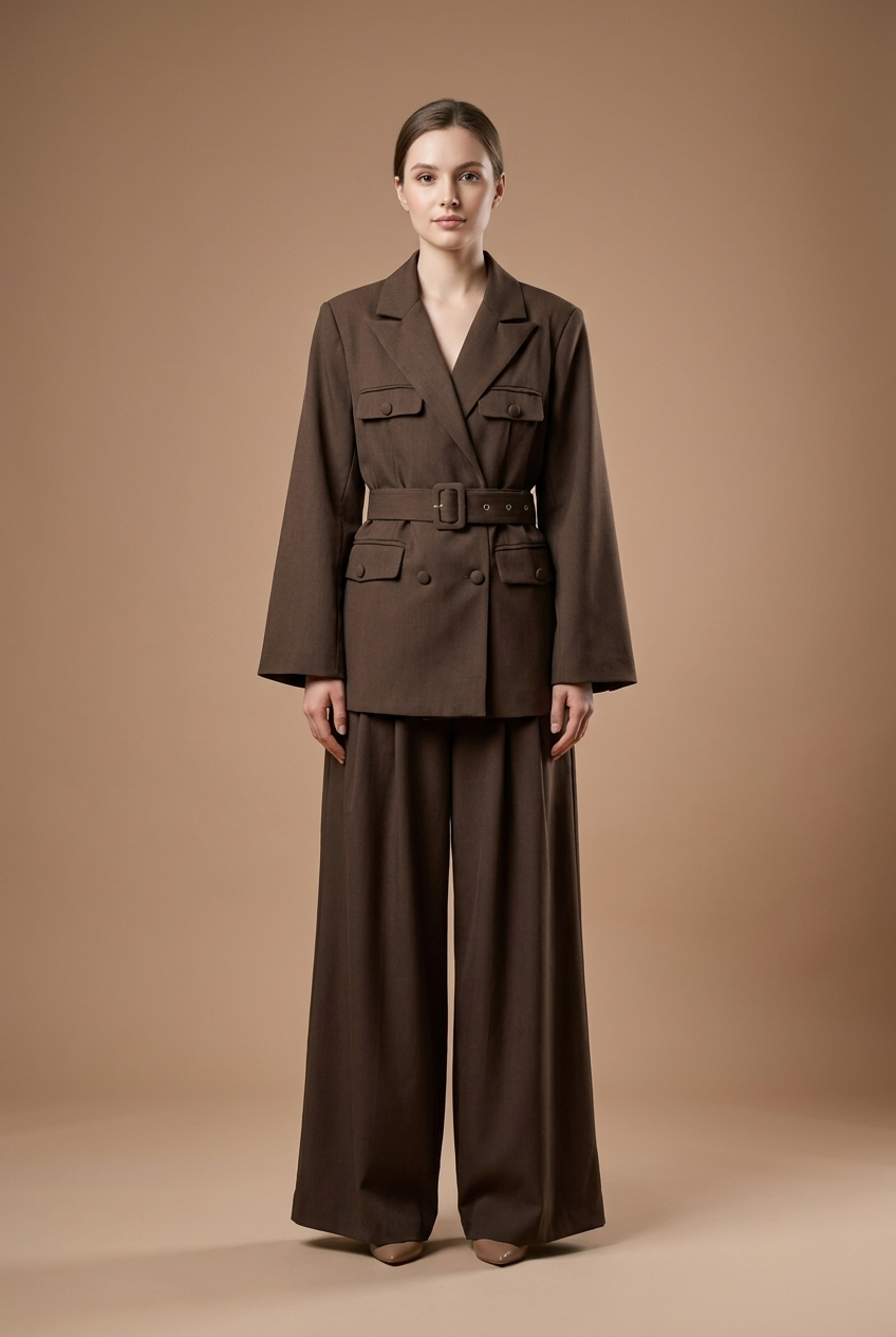 Belted Utility Blazer & Trouser Set
