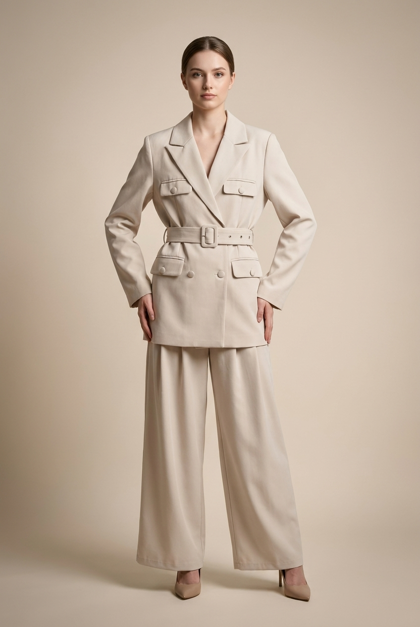 Belted Utility Blazer & Trouser Set