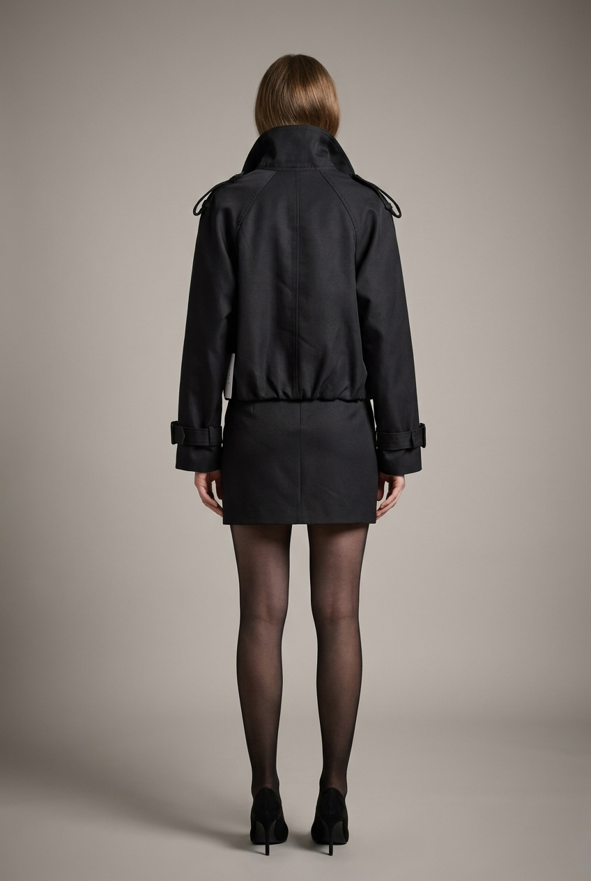 Cropped Double-Breasted Trench Jacket