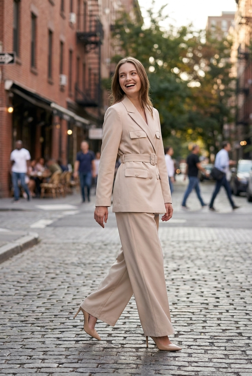 Belted Utility Blazer & Trouser Set