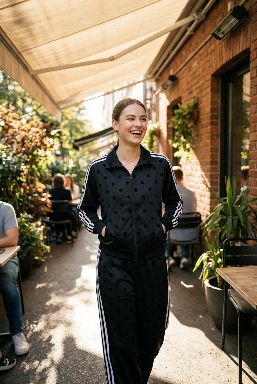 Polka Dot Wide-Leg Tracksuit Set