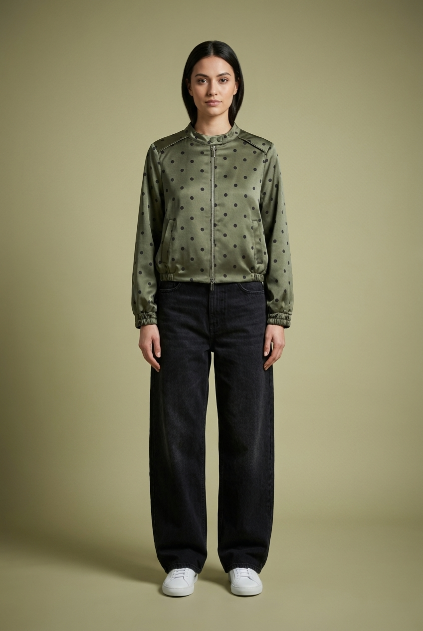 Polka Dot Satin Bomber Jacket New Colors