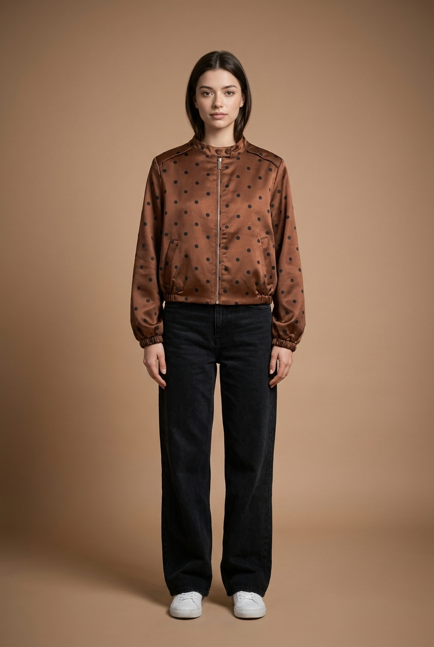 Polka Dot Satin Bomber Jacket New Colors