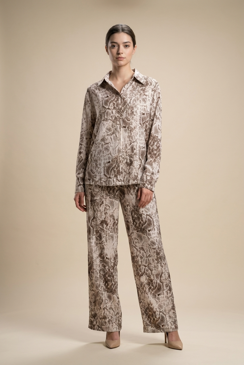 Snakeskin Print Shirt & Trouser Set