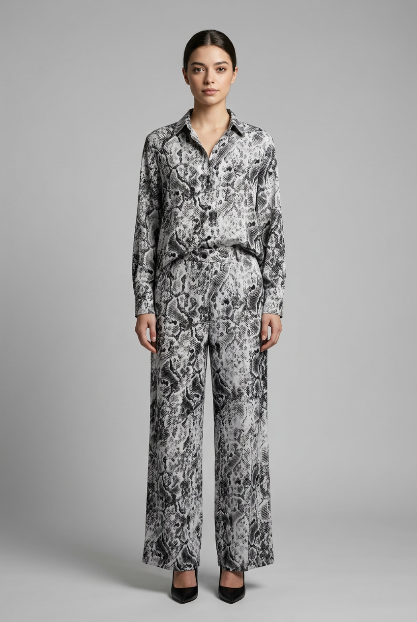 Snakeskin Print Shirt & Trouser Set