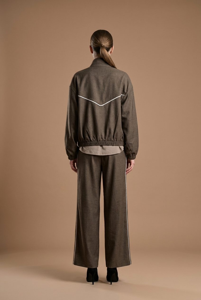 Contrast Piping Track Jacket & Trouser Set