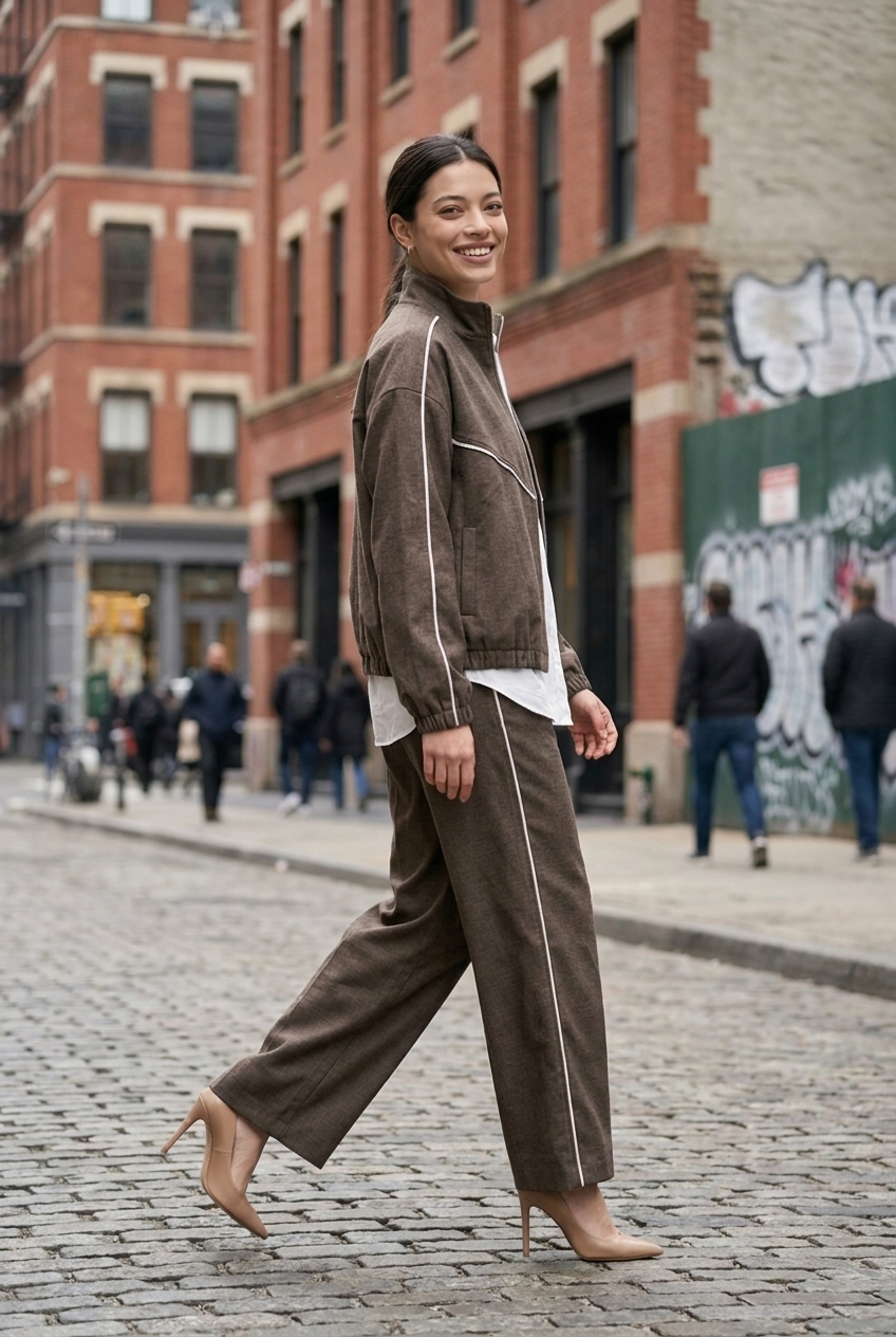 Contrast Piping Track Jacket & Trouser Set
