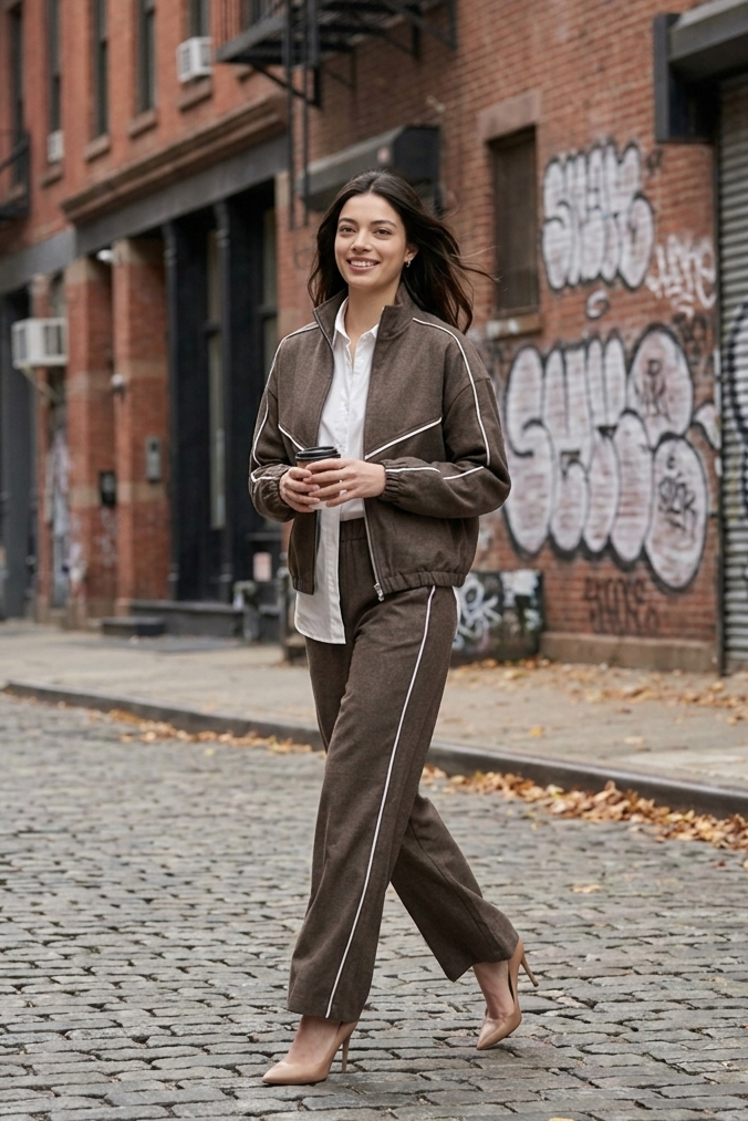 Contrast Piping Track Jacket & Trouser Set