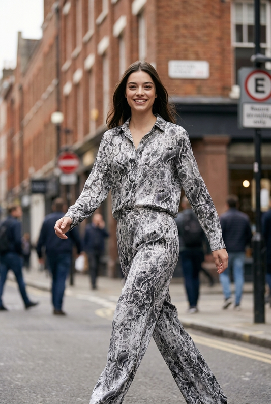 Snakeskin Print Shirt & Trouser Set