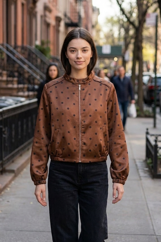 Polka Dot Satin Bomber Jacket New Colors