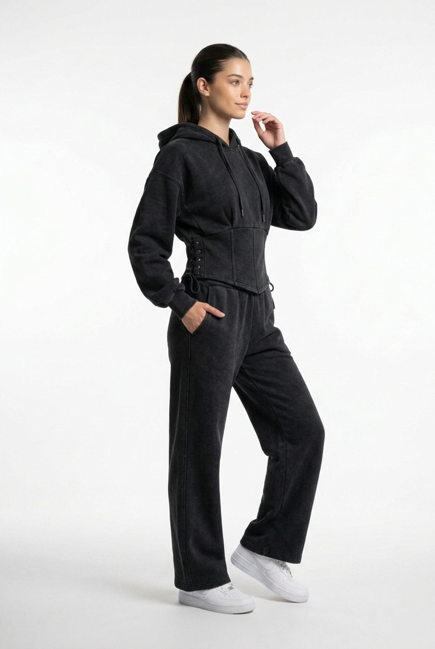 Corset-Back Fleece Lounge Set