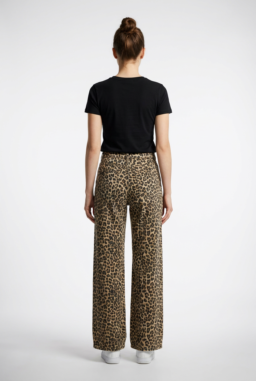 Animal Print Wide-Leg Jeans