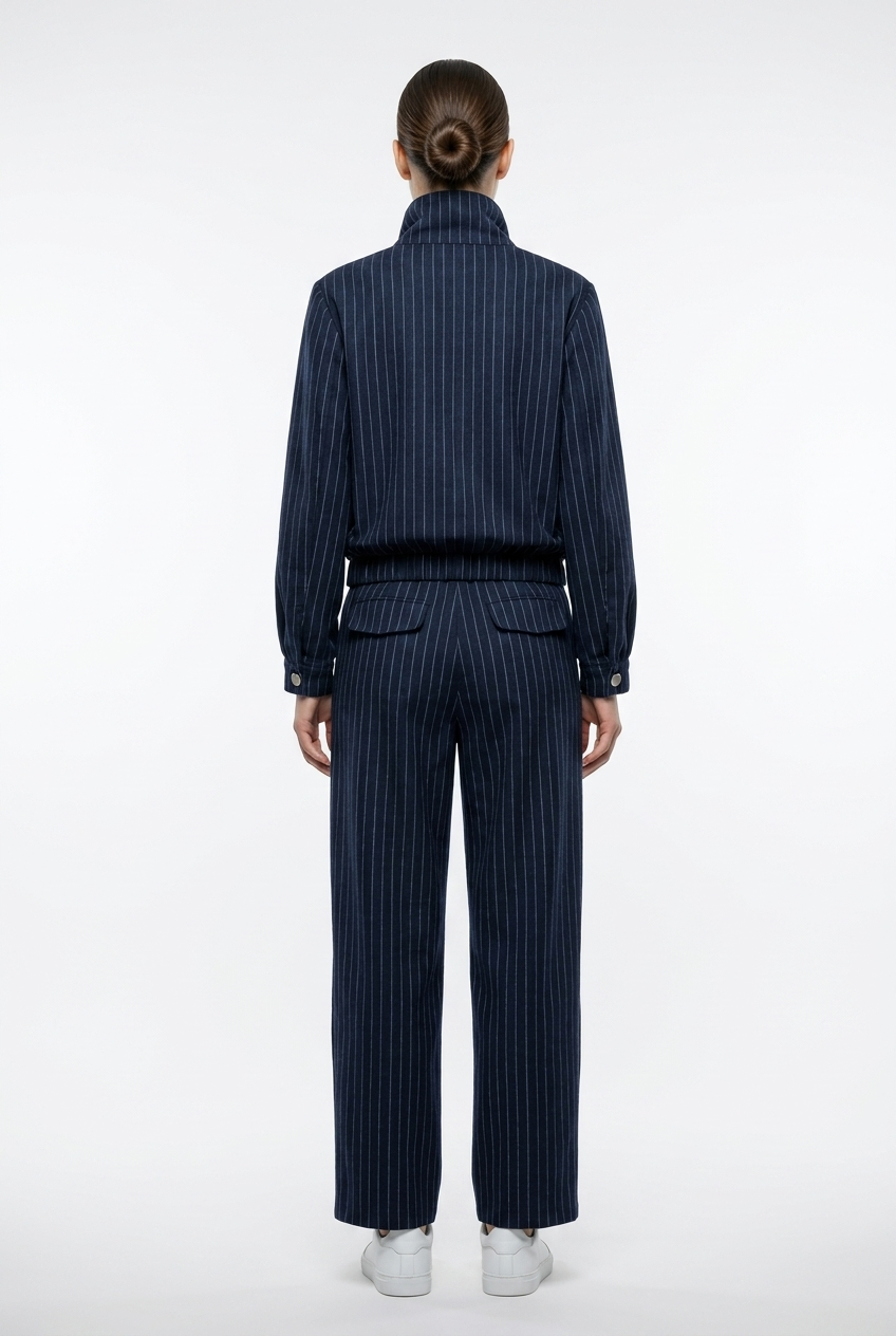 Pinstripe Denim Jacket & Trouser Set