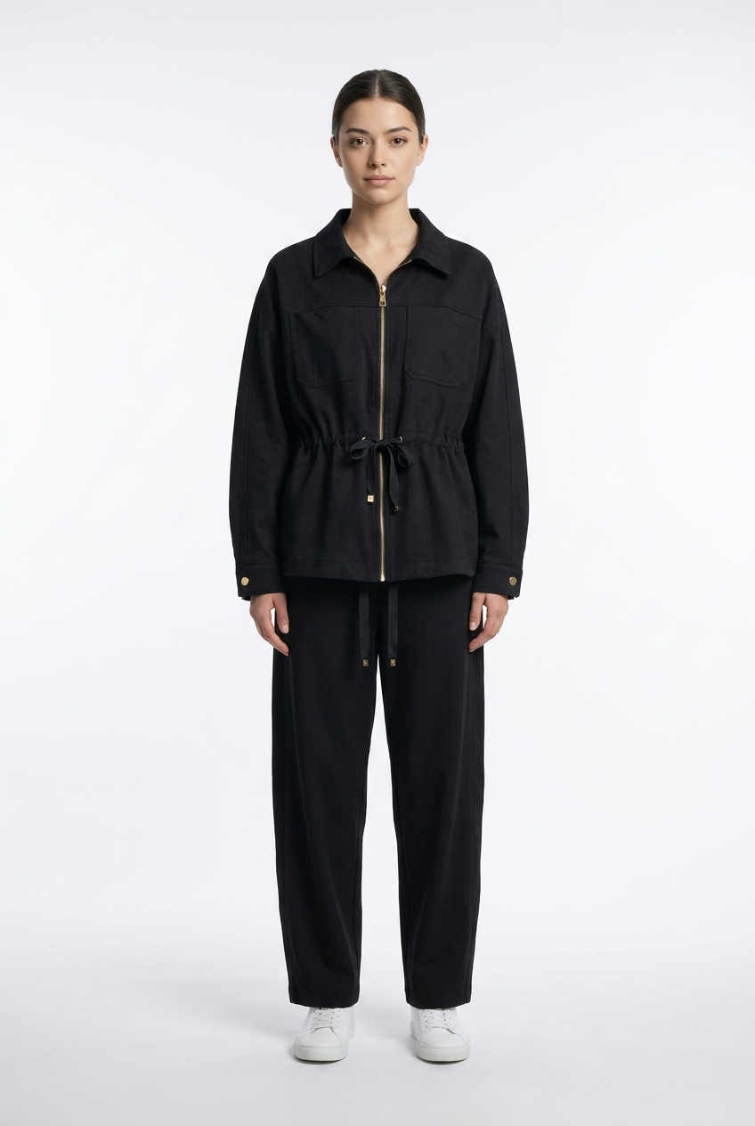 Cinched Waist Utility Jacket & Trouser Set