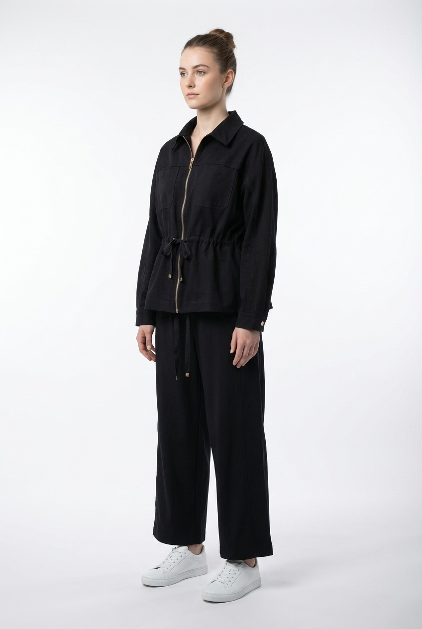Cinched Waist Utility Jacket & Trouser Set