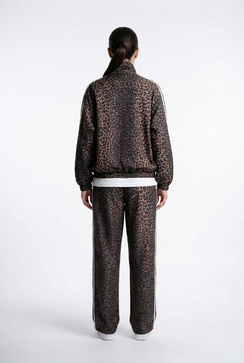 Leopard Print Triple-Stripe Track Set