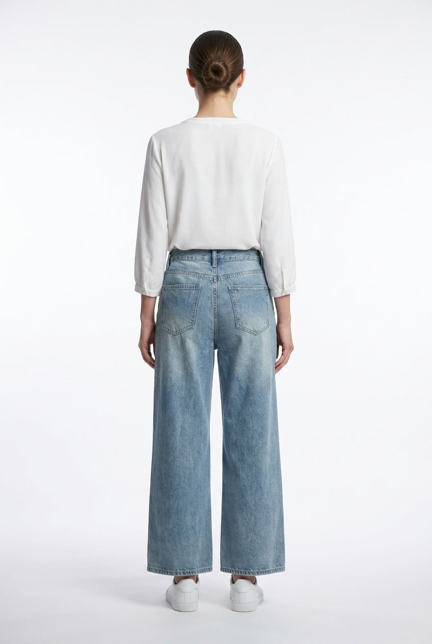 Layered Pocket Wide-Leg Jeans