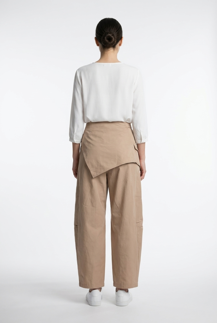 Asymmetrical Belted Utility Pants