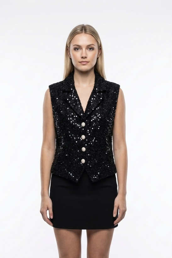 Sequined Tailored Vest