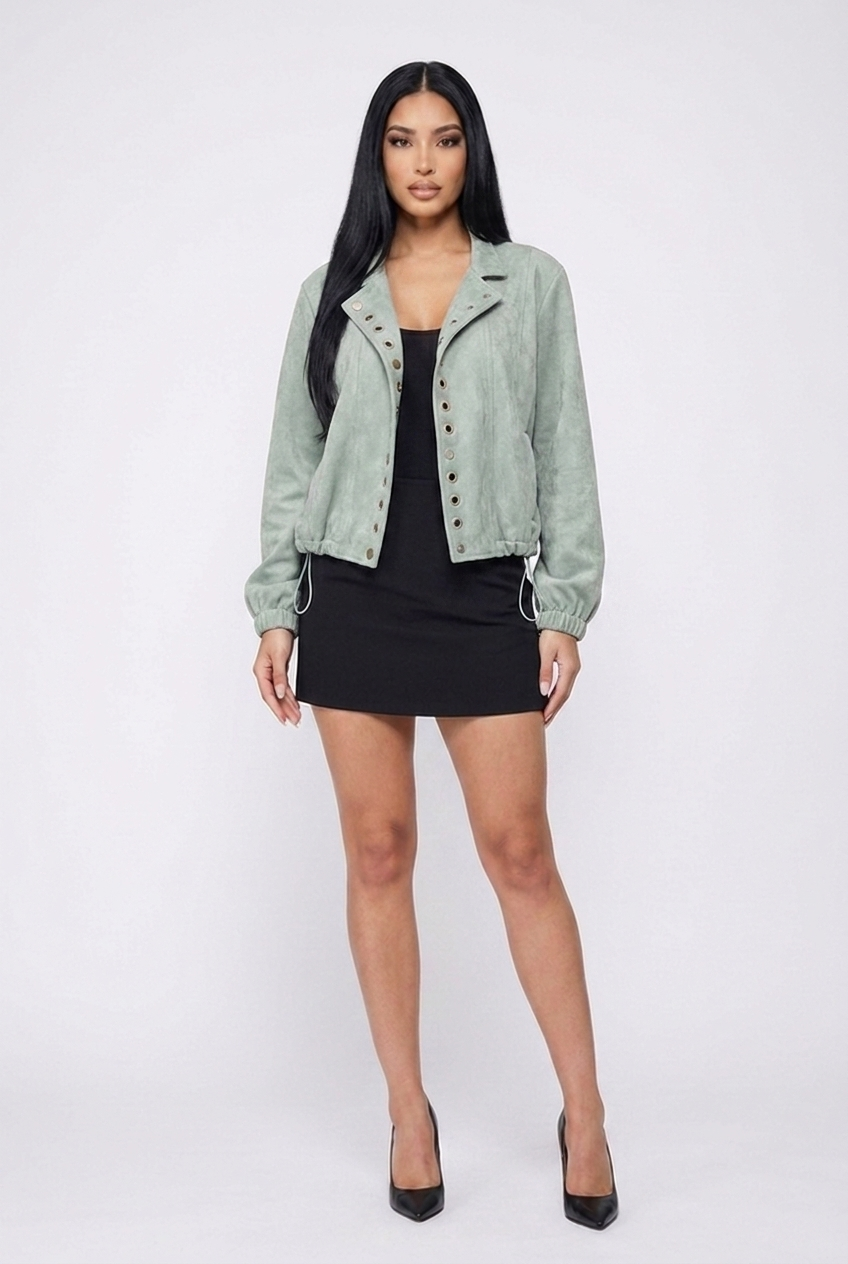 Faux Suede Asymmetrical Snap Jacket