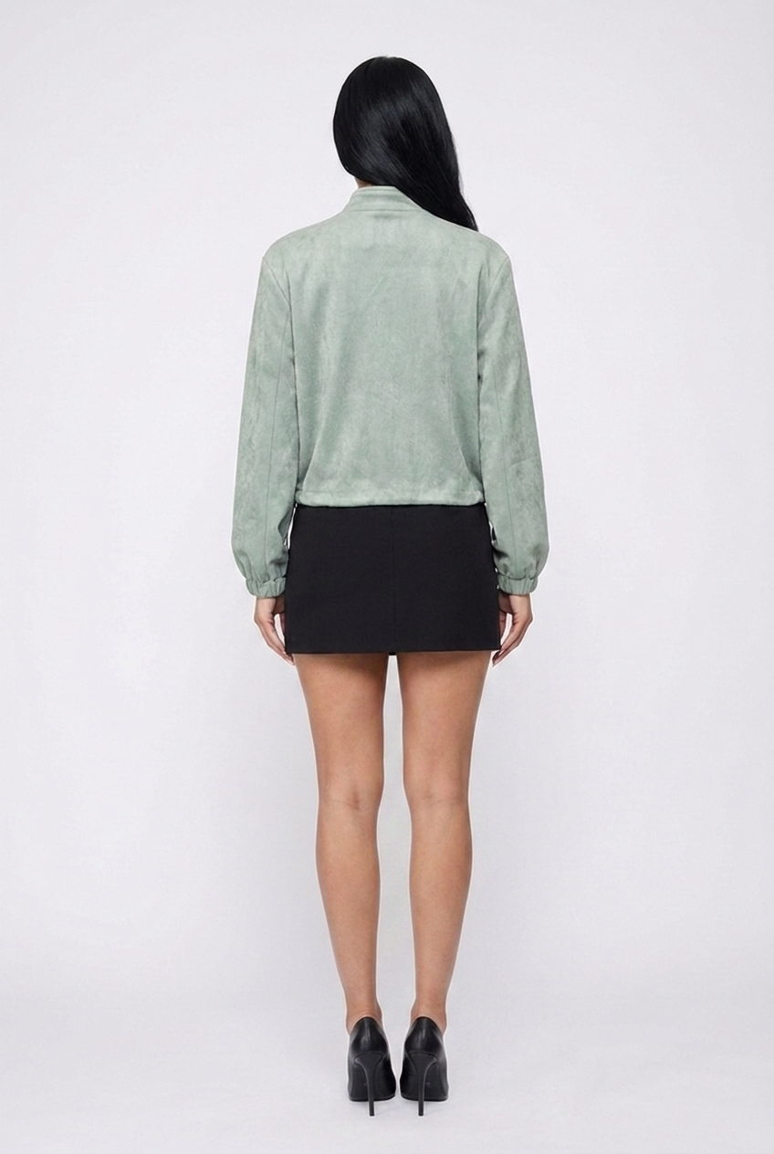 Faux Suede Asymmetrical Snap Jacket