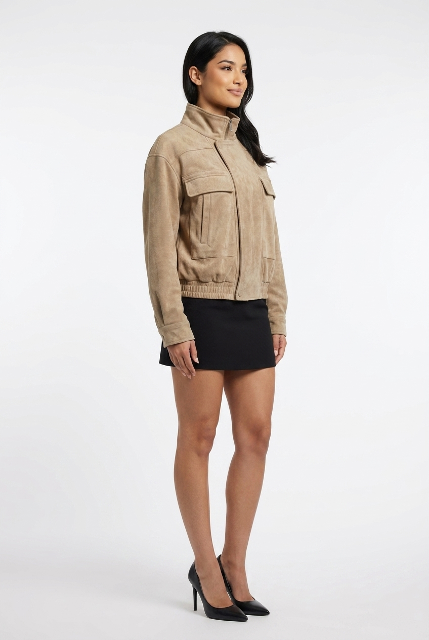 Faux Suede Asymmetrical Snap Jacket