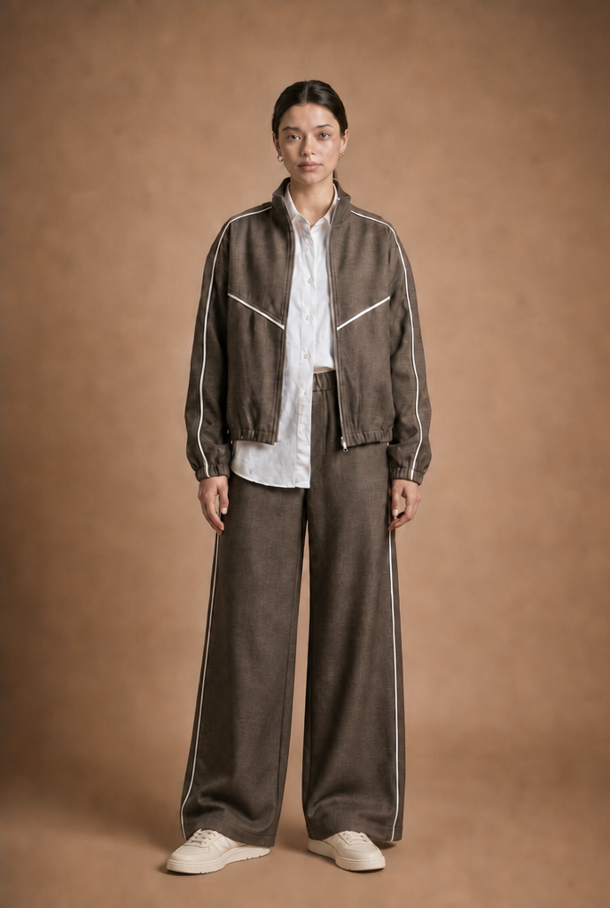 Contrast Piping Track Jacket & Trouser Set