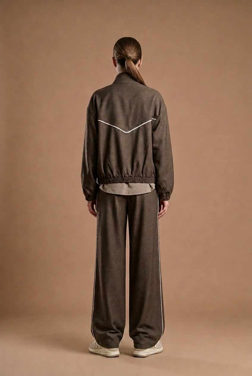 Contrast Piping Track Jacket & Trouser Set