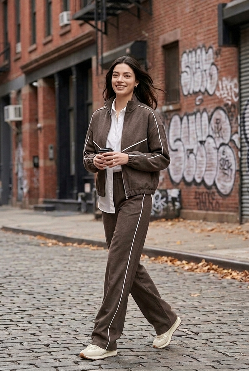 Contrast Piping Track Jacket & Trouser Set