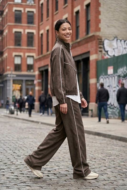 Contrast Piping Track Jacket & Trouser Set