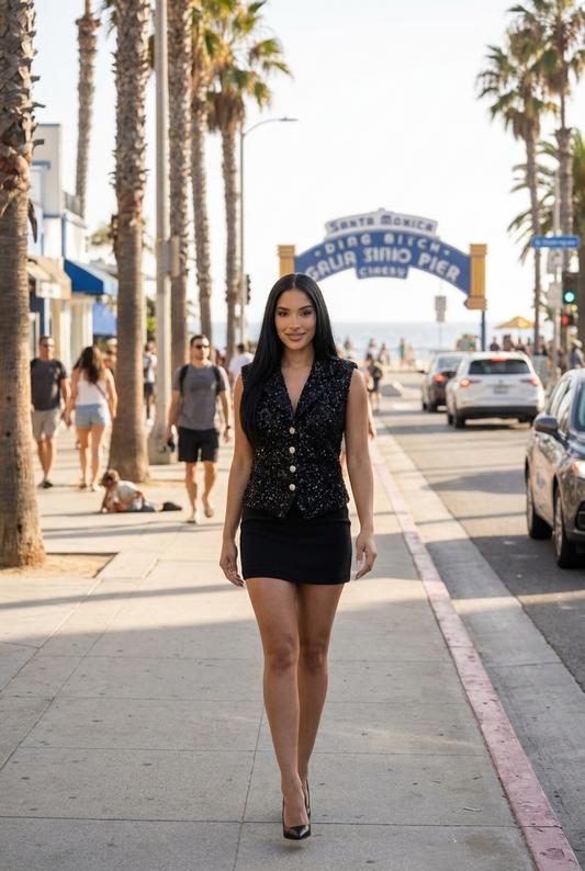 Sequined Tailored Vest