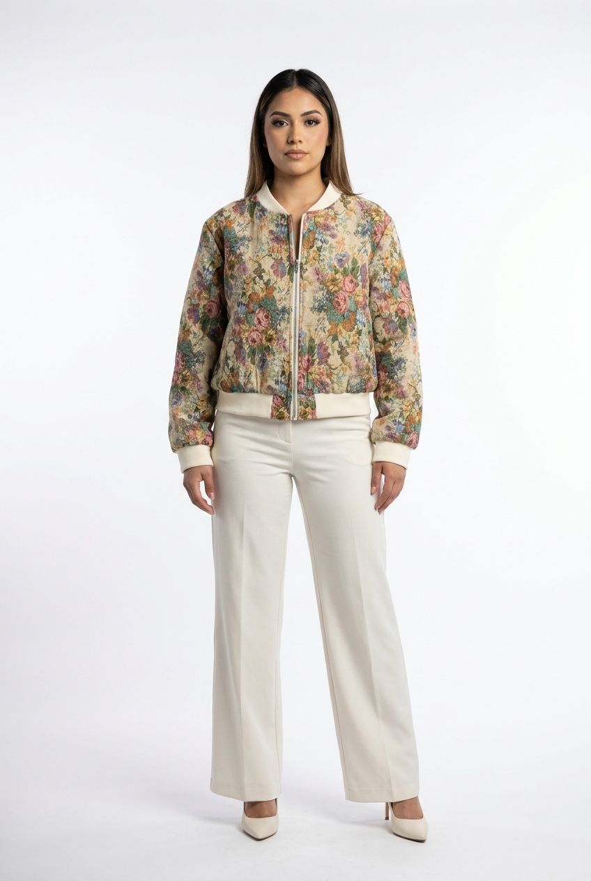 Vintage Floral Bomber Jacket