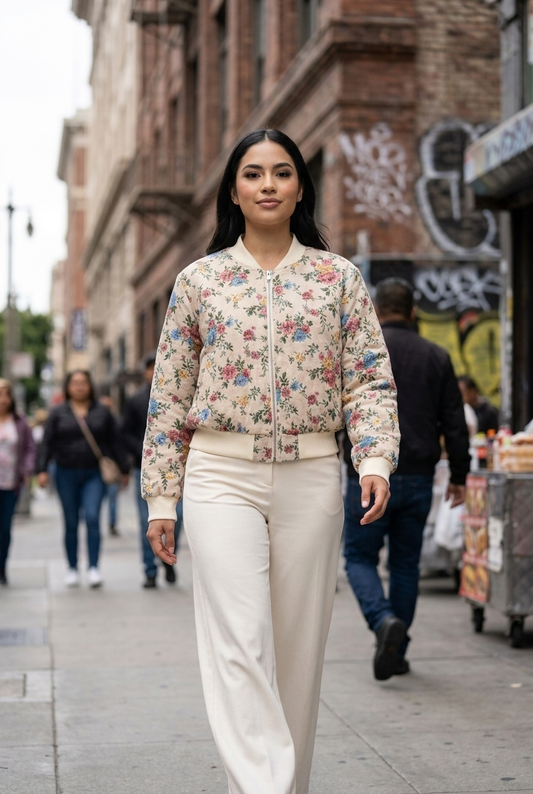 Vintage Floral Bomber Jacket
