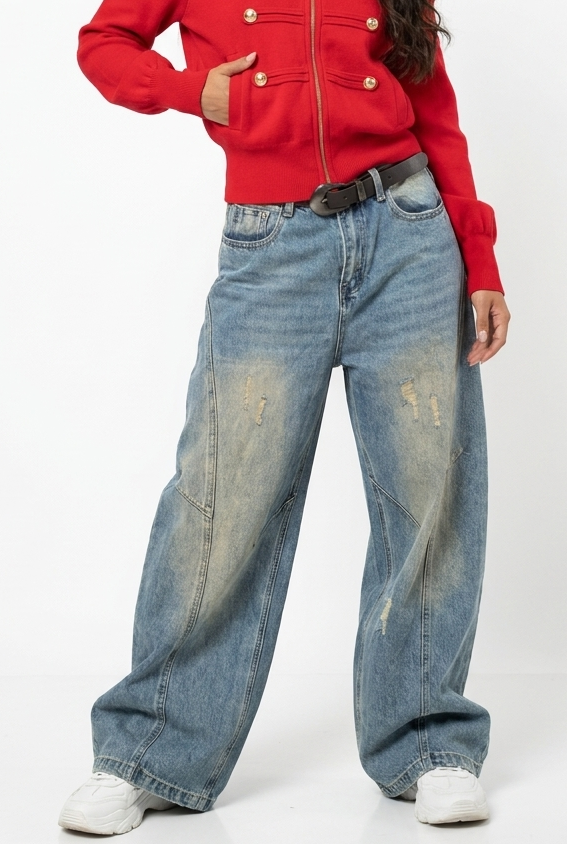 Vintage Tint Paneled Wide-Leg Jeans