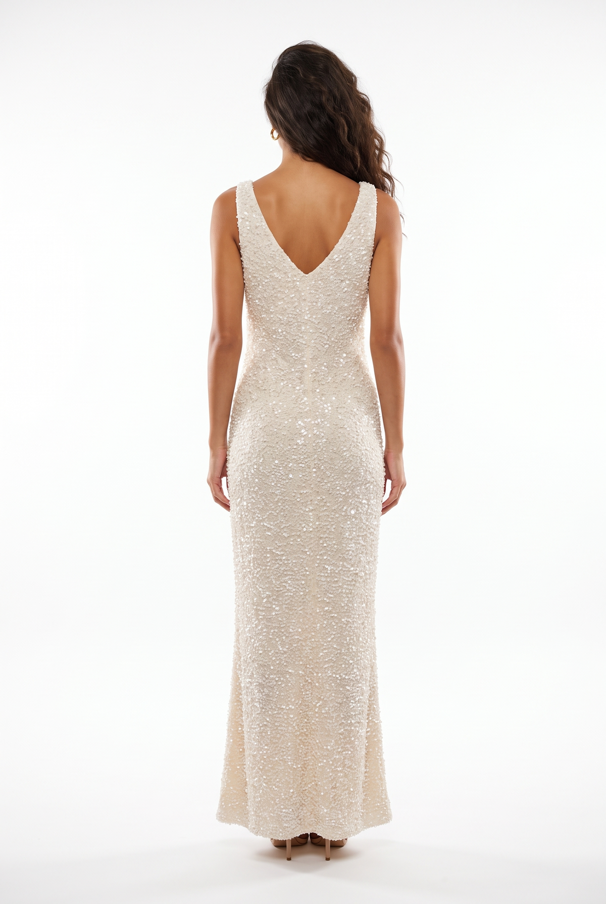 All-Over Sequin V-Neck Maxi Dress