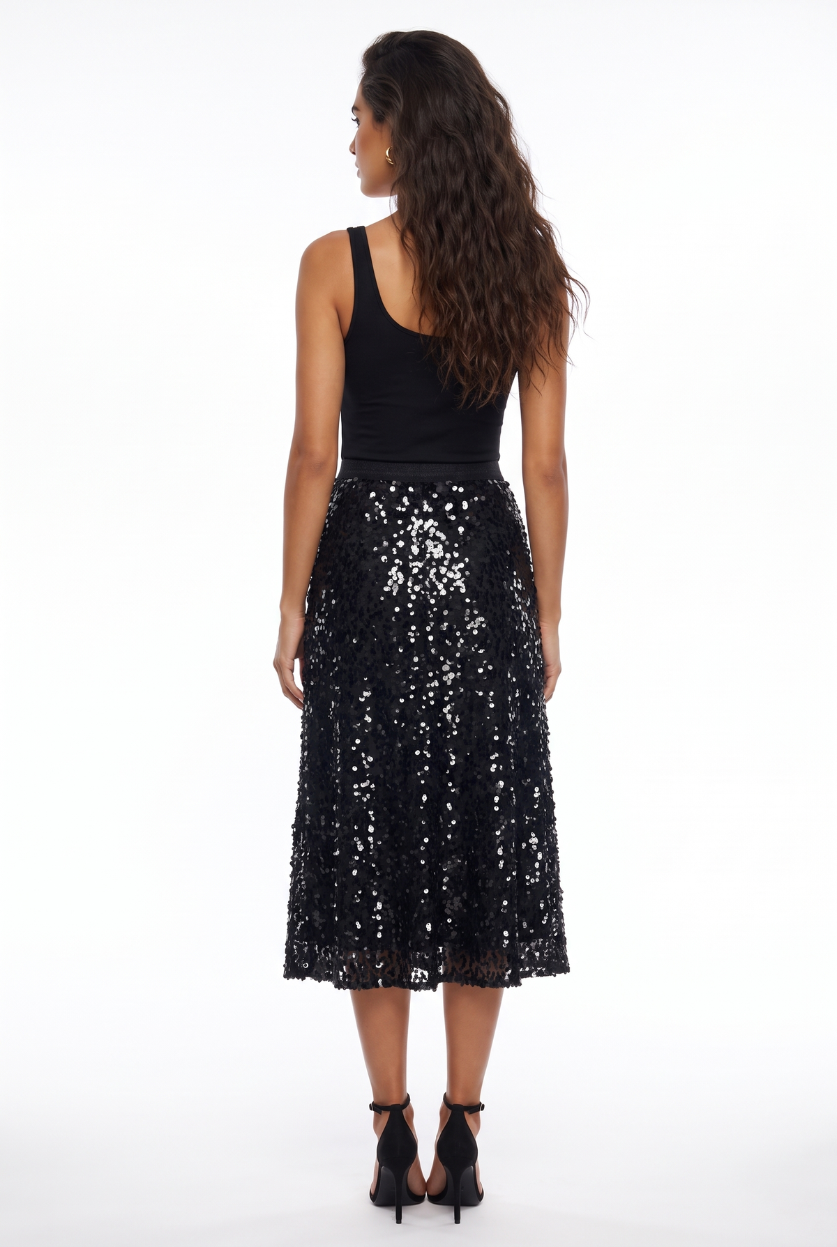 All-Over Sequin Midi Skirt