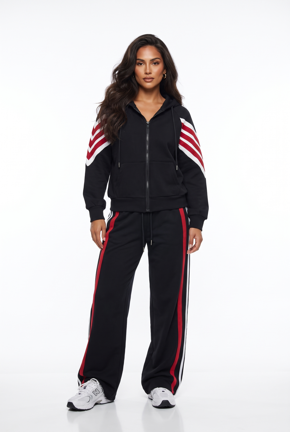Chevron-Sleeve Zip-Up Track Set