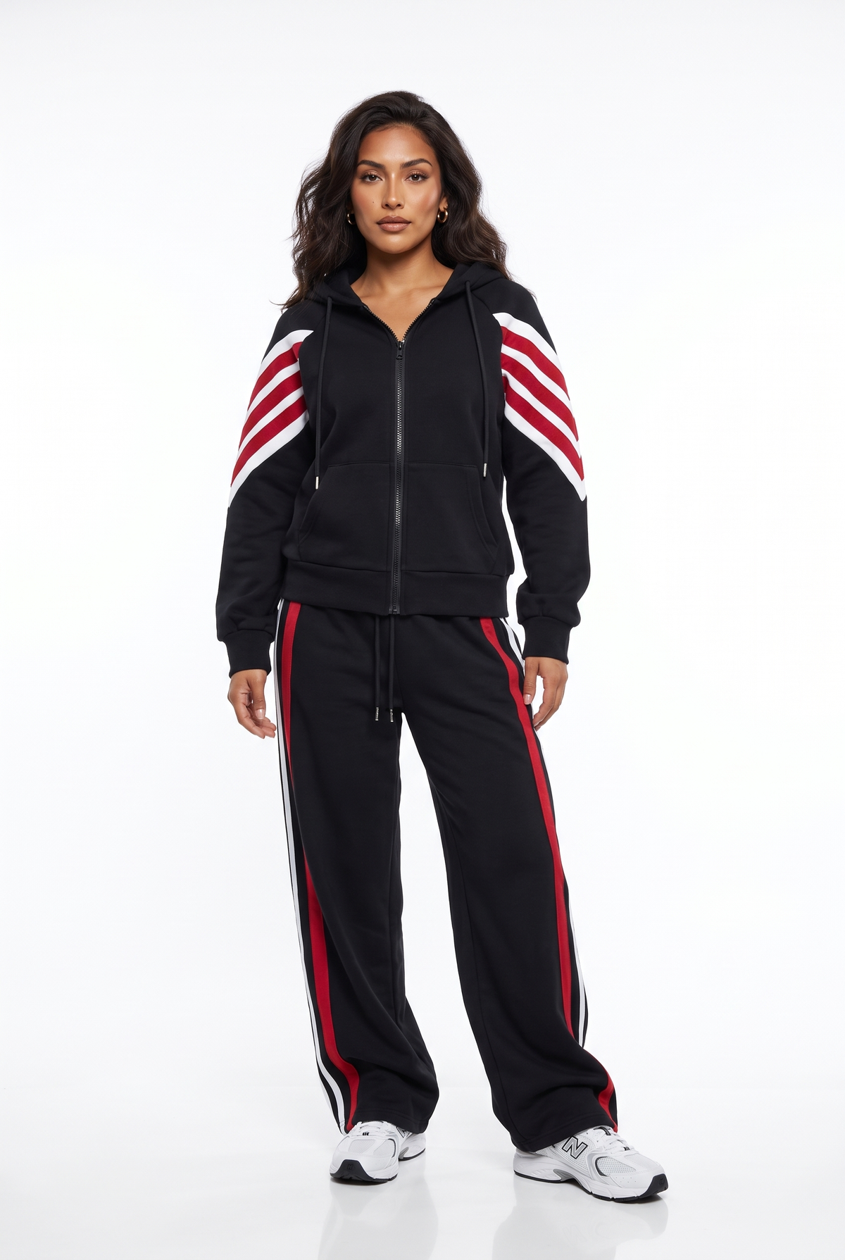 Chevron-Sleeve Zip-Up Track Set