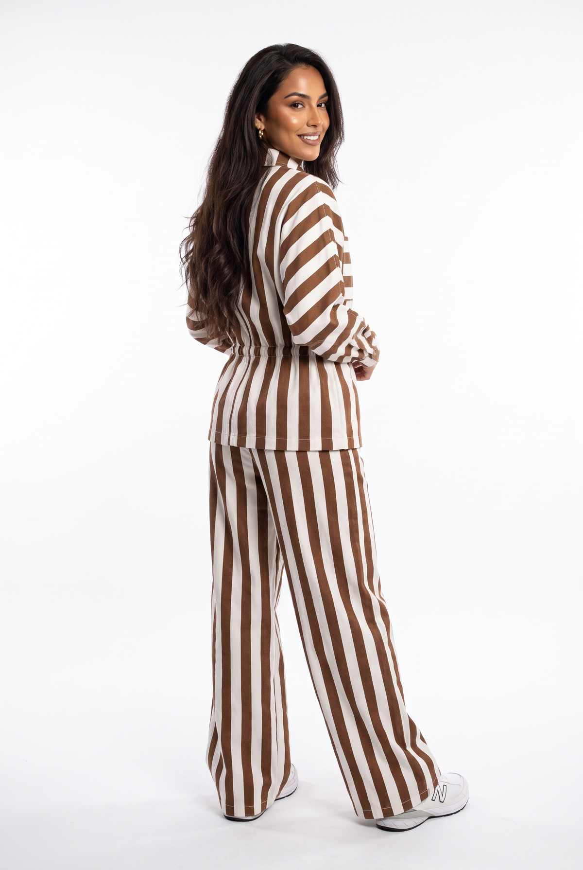 Bold Striped Cinched-Waist Utility Set