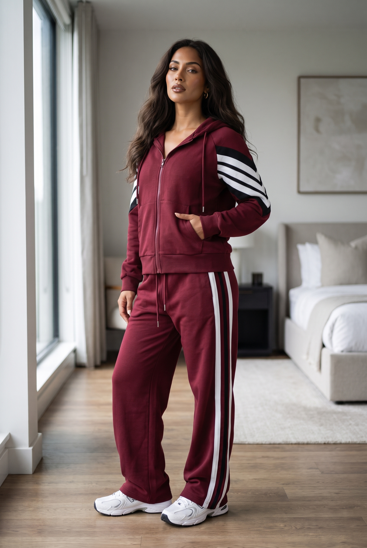 Chevron-Sleeve Zip-Up Track Set