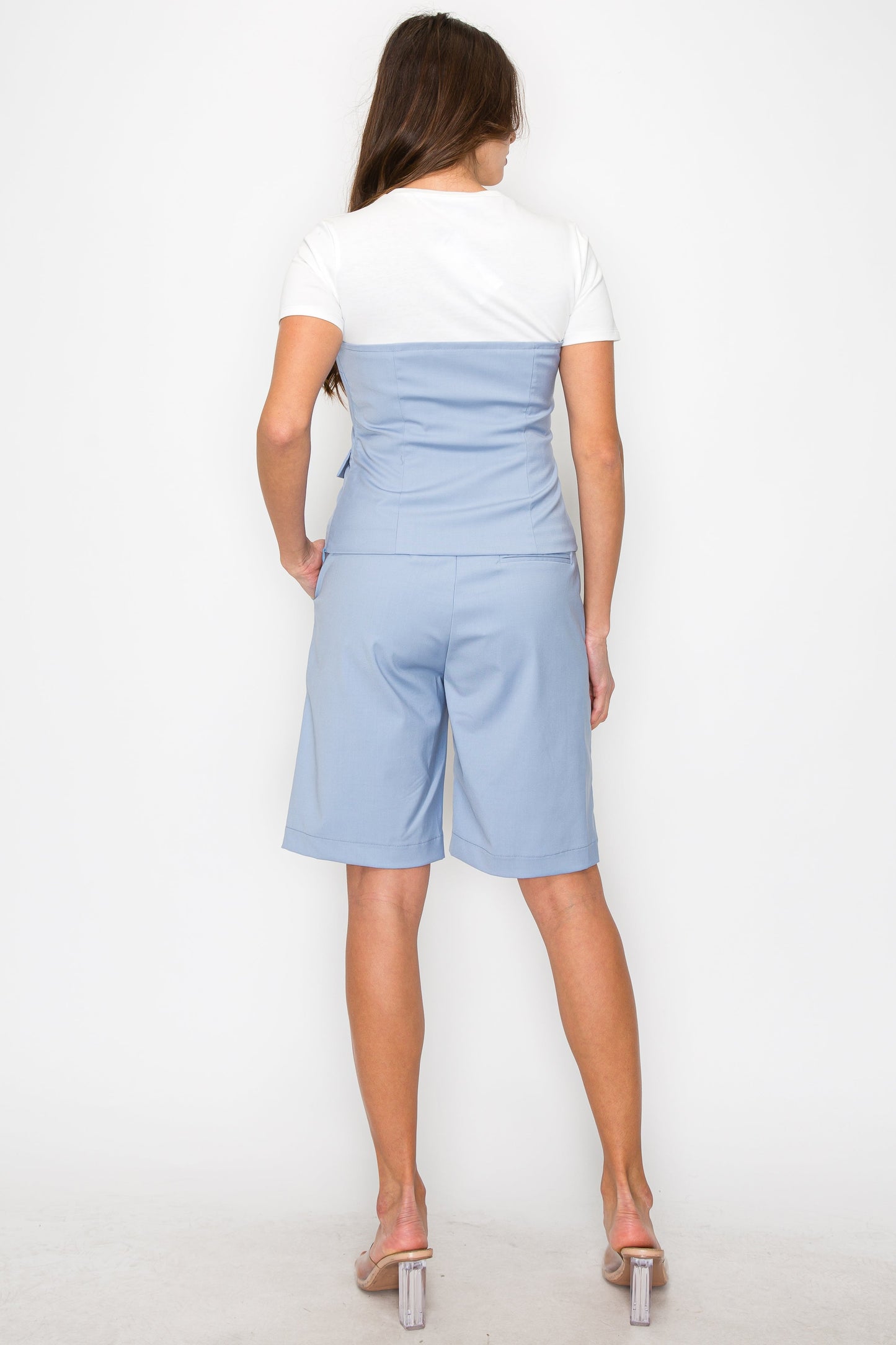 • SKU: S3058 • S-M-L • Hand wash only •This garment is a pair of short solid-colored pants with a front zipper for closure. It is designed with pockets on both sides, adding practicality and convenience to the shorts. pockets enhance the functionality of the shorts, providing a simple and versatile piece for various casual occasions. - Make A SET W/ T5272 PANT AS A PIC. The best price & quality & wholesale manufacture w/ onenmoreusa.com