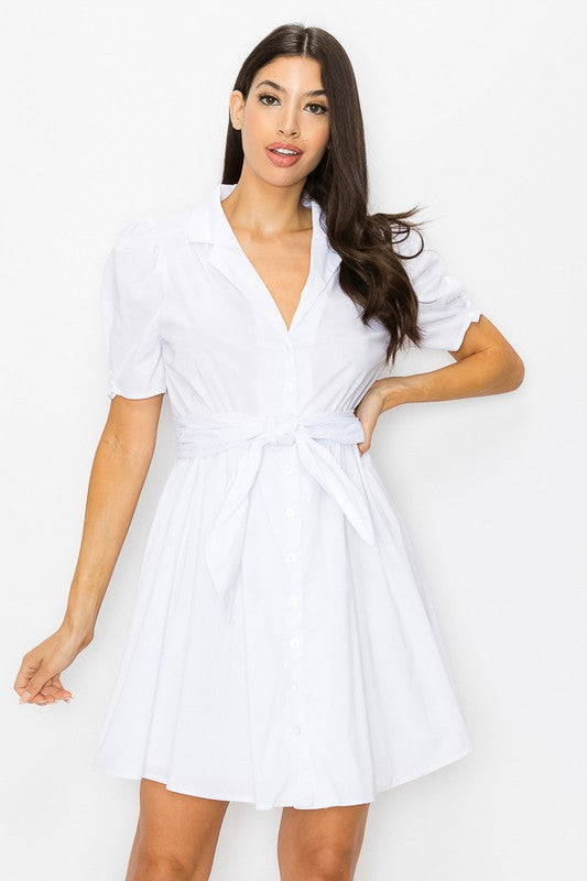 Short Sleeve Poplin Dress